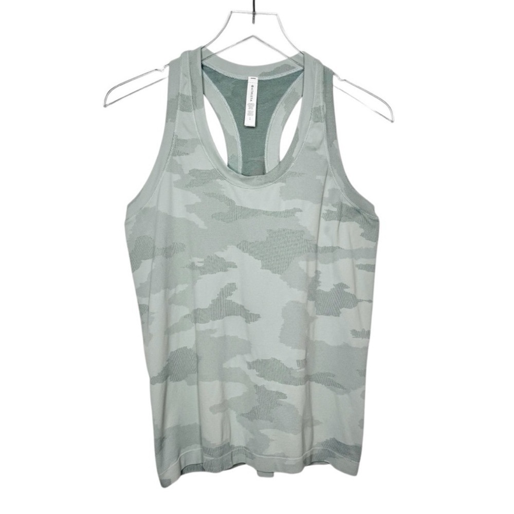 Athletea Green and Gray Camo Racerback Tank Top